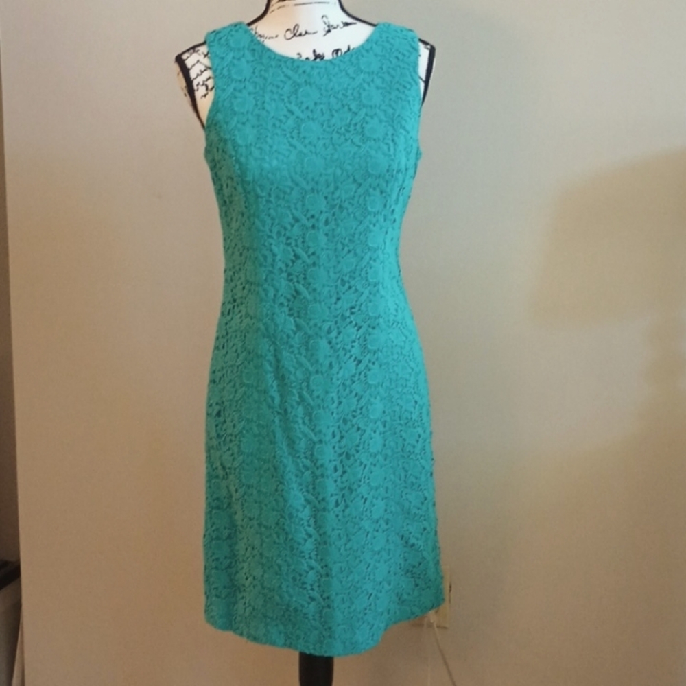 Talbot's Petite Sleeveless Green Lace Dress